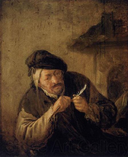 Adriaen van ostade Cutting the Feather Norge oil painting art